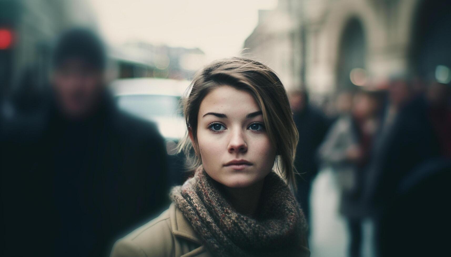 Smiling young couple walking outdoors, looking at camera with happiness generated by AI photo