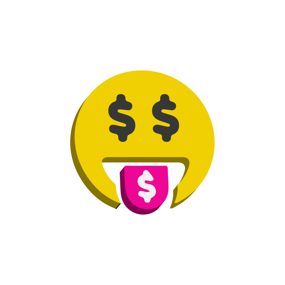 lengua dinero cara 3d icono png