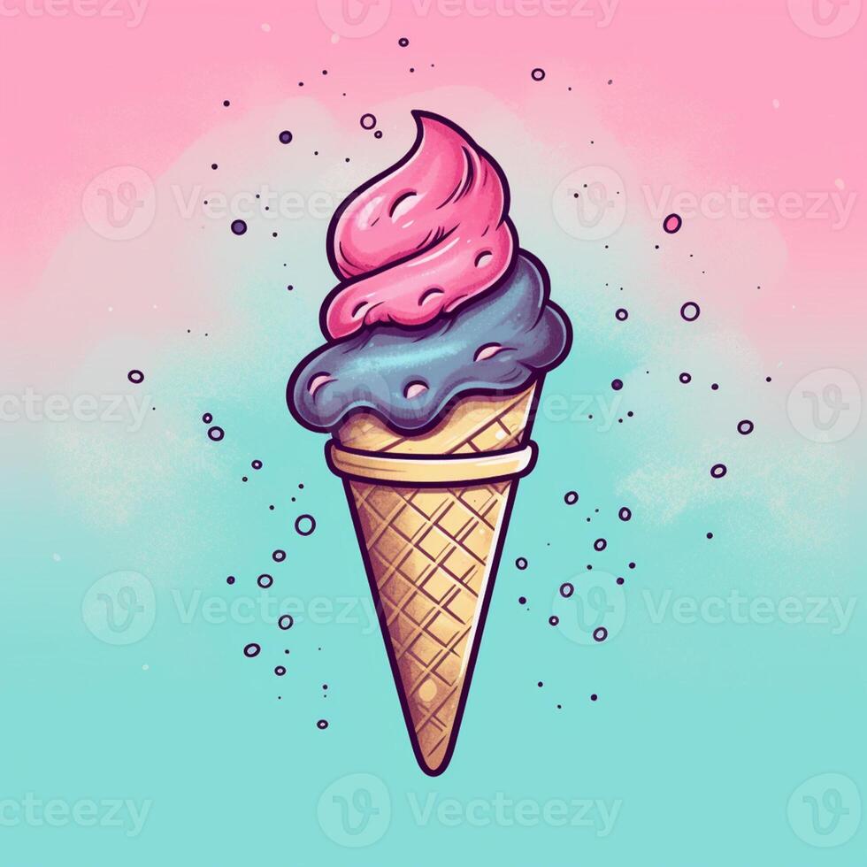 The isolated illustration of a soft scoop of vanilla ice cream, with its creamy white texture and refreshing appearance, is a piece of art that brings a splash of colourful to any display. Generate AI photo