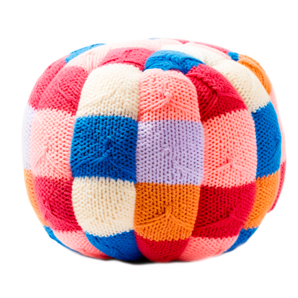 Schatzi Brown Alice Check Multi Round Floor Pillow png