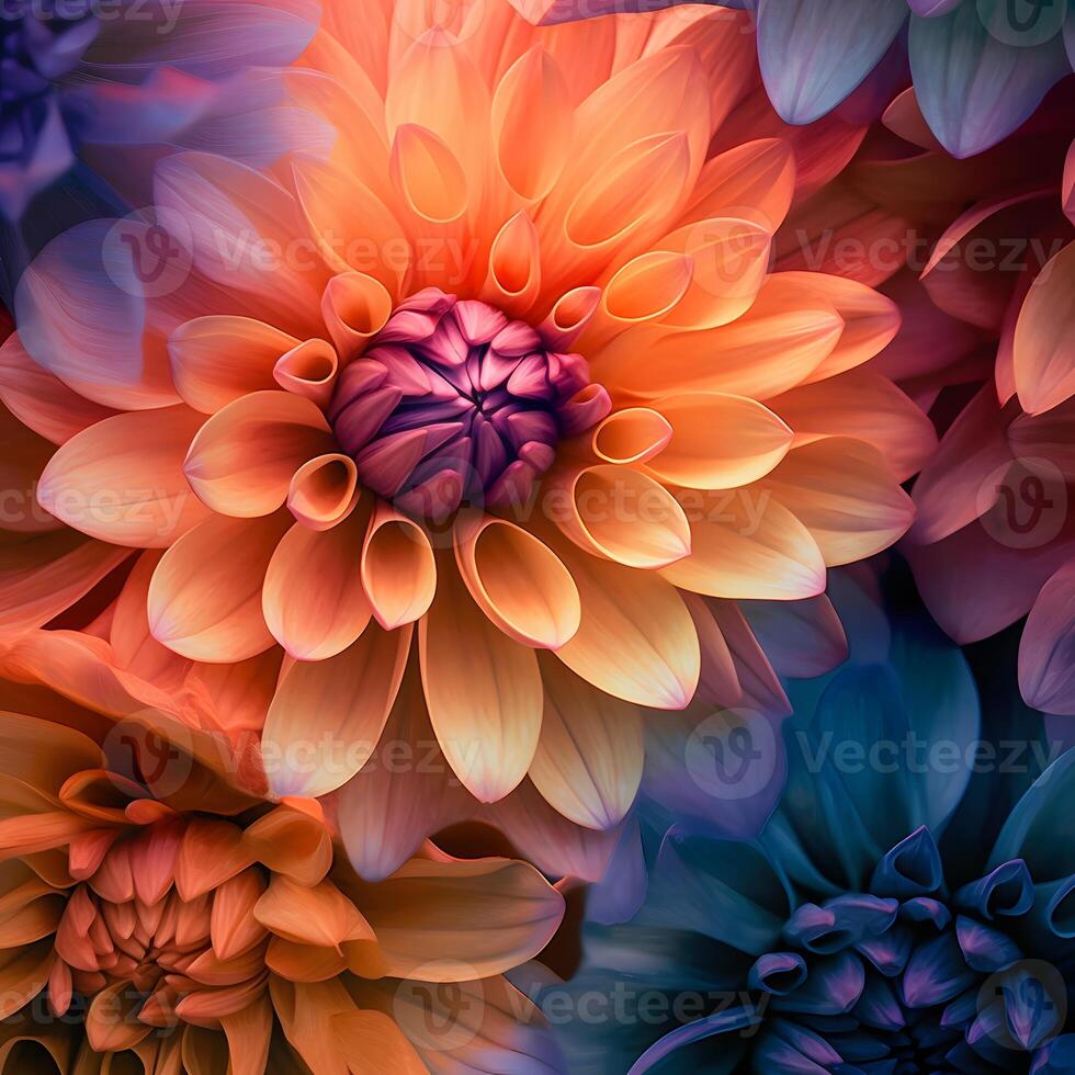 intrincado y visualmente atractivo modelo naturaleza, vibrante colores de flores en floración, ai generado foto