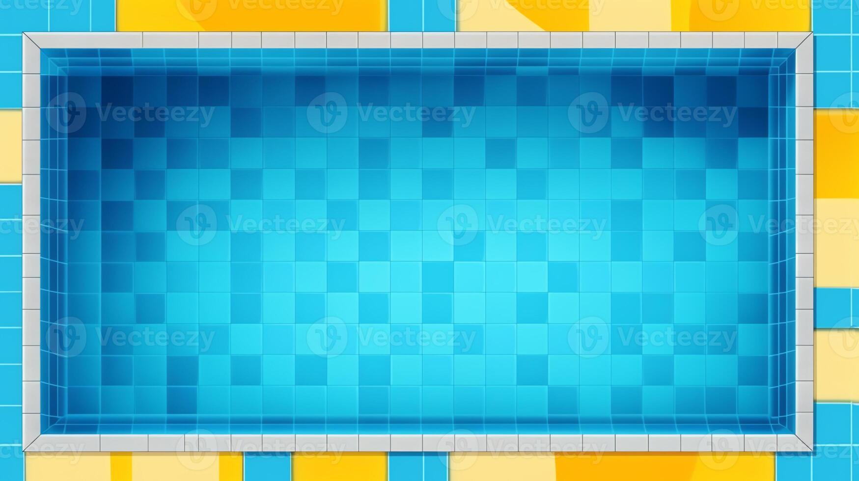 swimming pool flat lay with yellow border photo