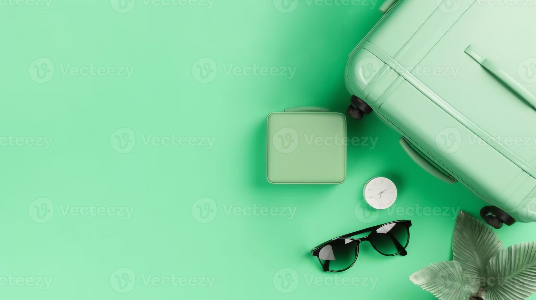 suitcase with vacation item copy space photo
