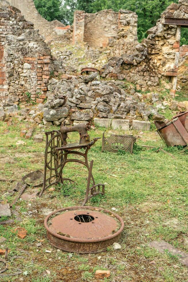 The old ruines of the town Oradour-sur-Glane in France. photo