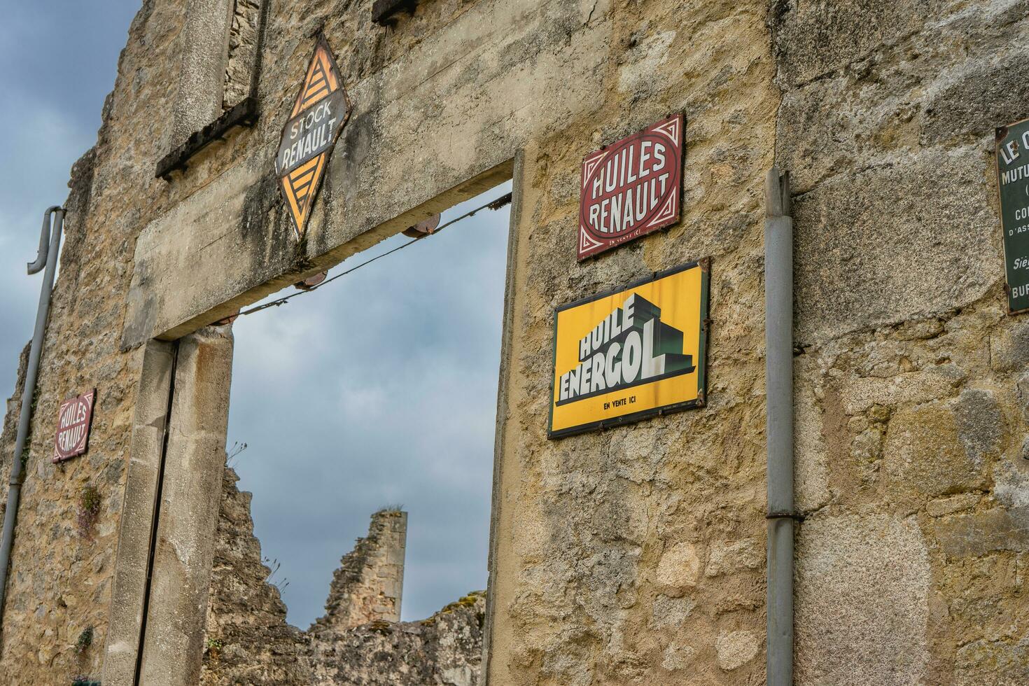 The old ruines of the town Oradour-sur-Glane in France. May 23 2023. photo