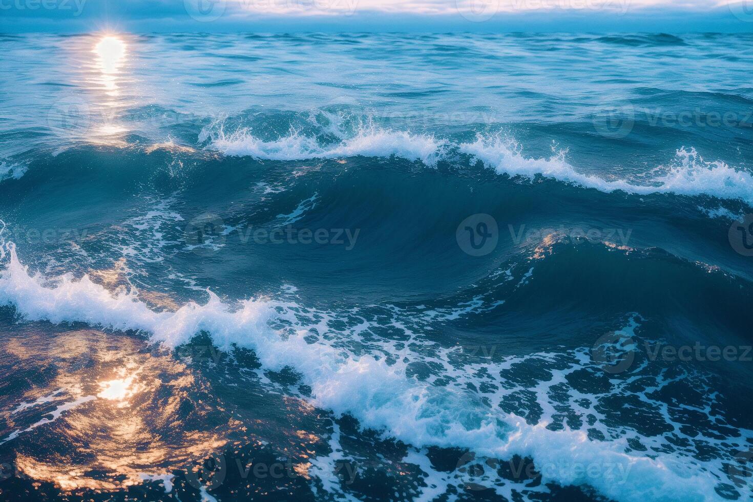 verano concepto. el danza de Oceano ondas. eterno sinfonía de el mar. generativo ai foto