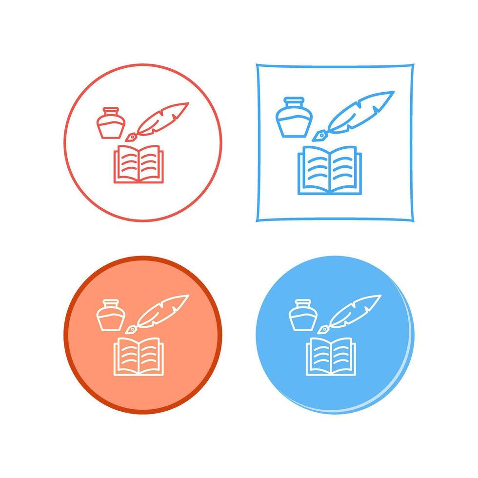 Unique Quill and Book Vector Icon