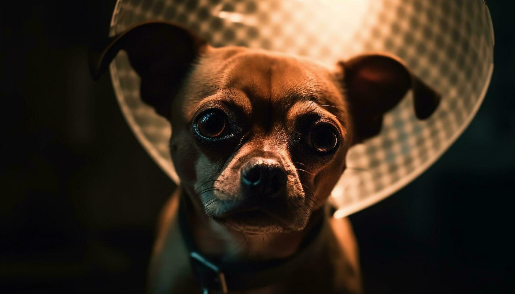 Cute purebred bulldog looking at camera indoors generated by AI photo