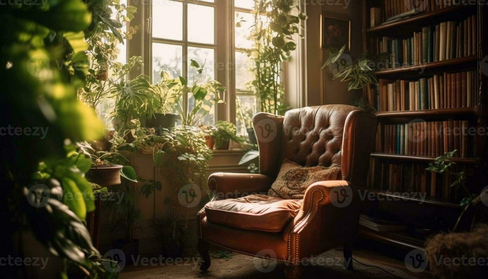 Comfortable armchair in elegant living room decor generated by AI photo