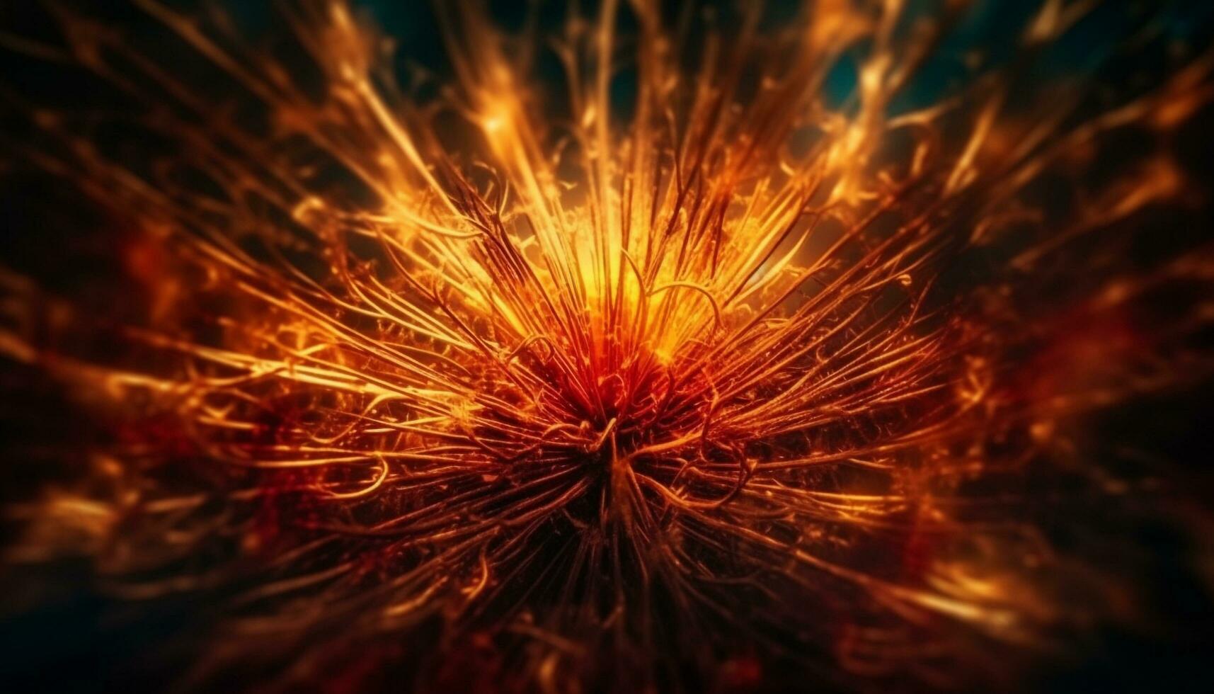 Glowing fractal pattern ignites fiery celebration backdrop generated by AI photo