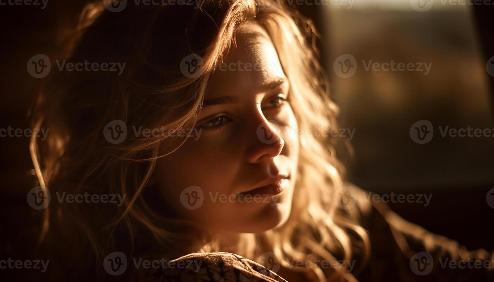 hermosa mujer, sonriente, mirando a cámara, al aire libre generado por ai foto