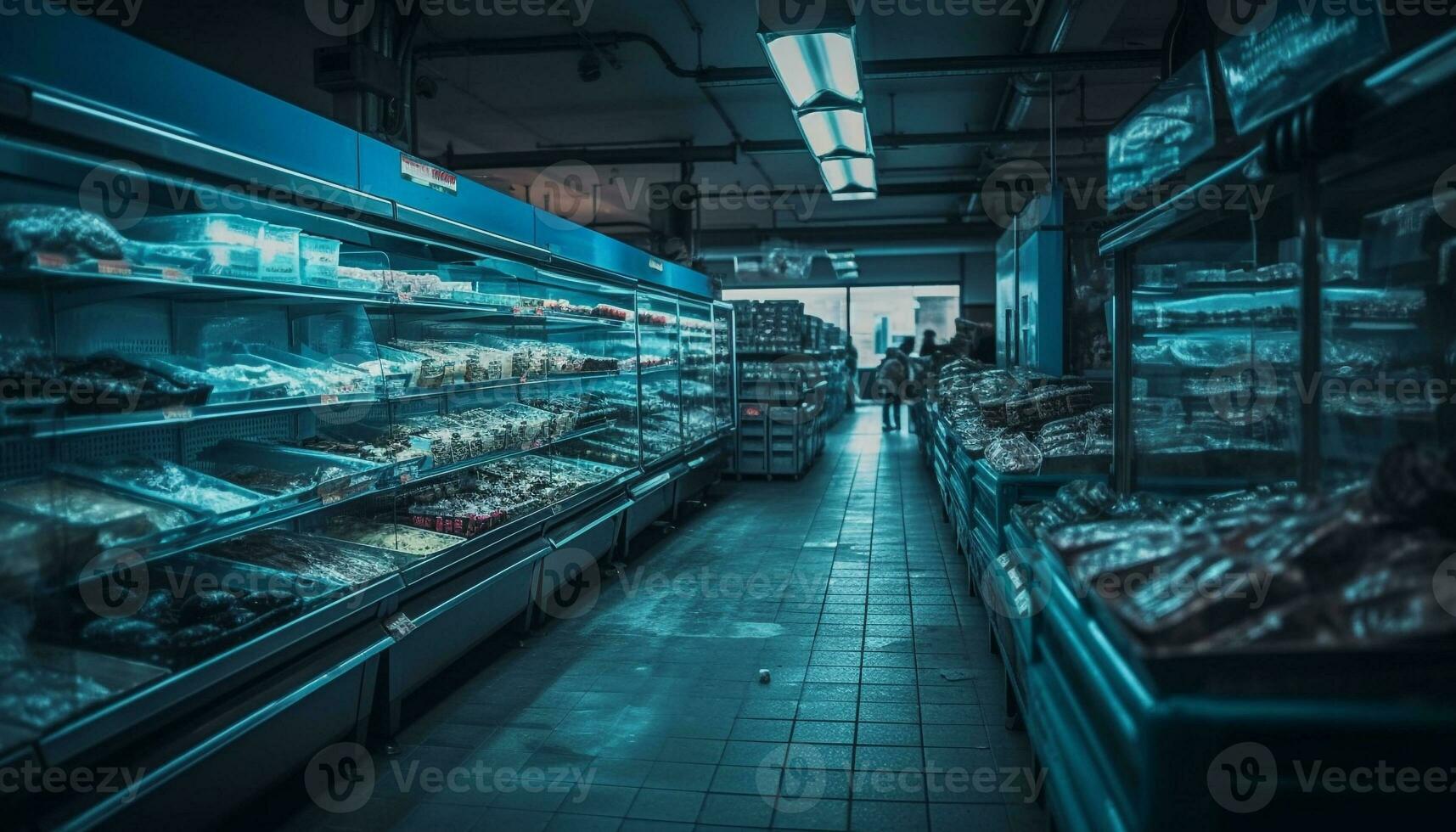 Fresh meat, frozen food, abundant choices inside generated by AI photo