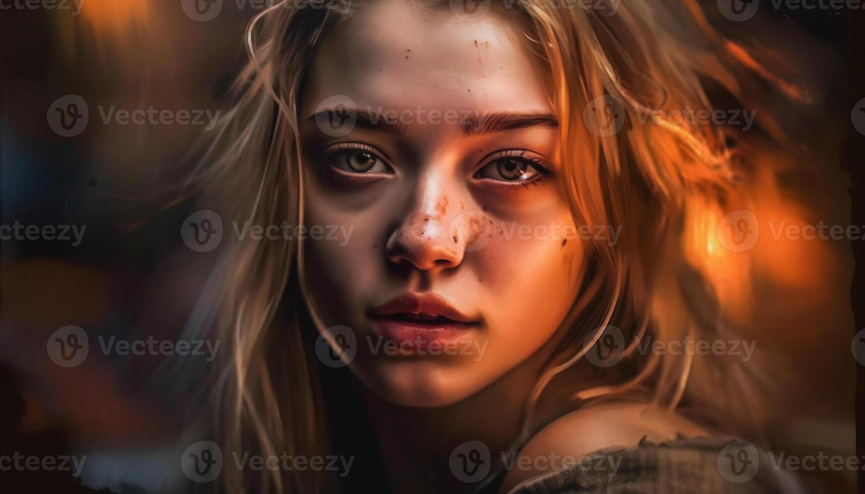 Young adult Caucasian woman with blond hair smiling generated by AI photo