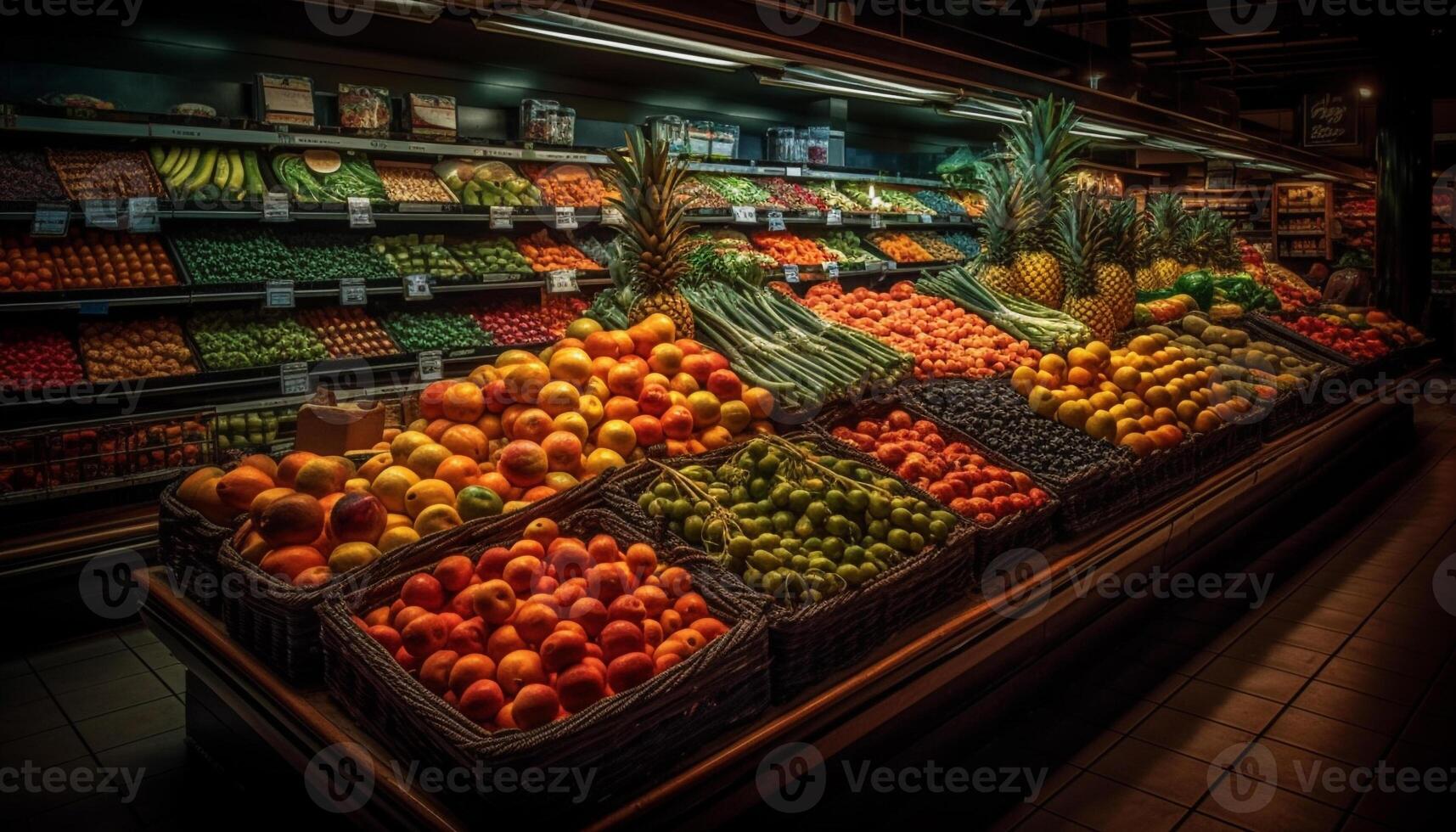 Fresco orgánico frutas y vegetales en abundancia generado por ai foto