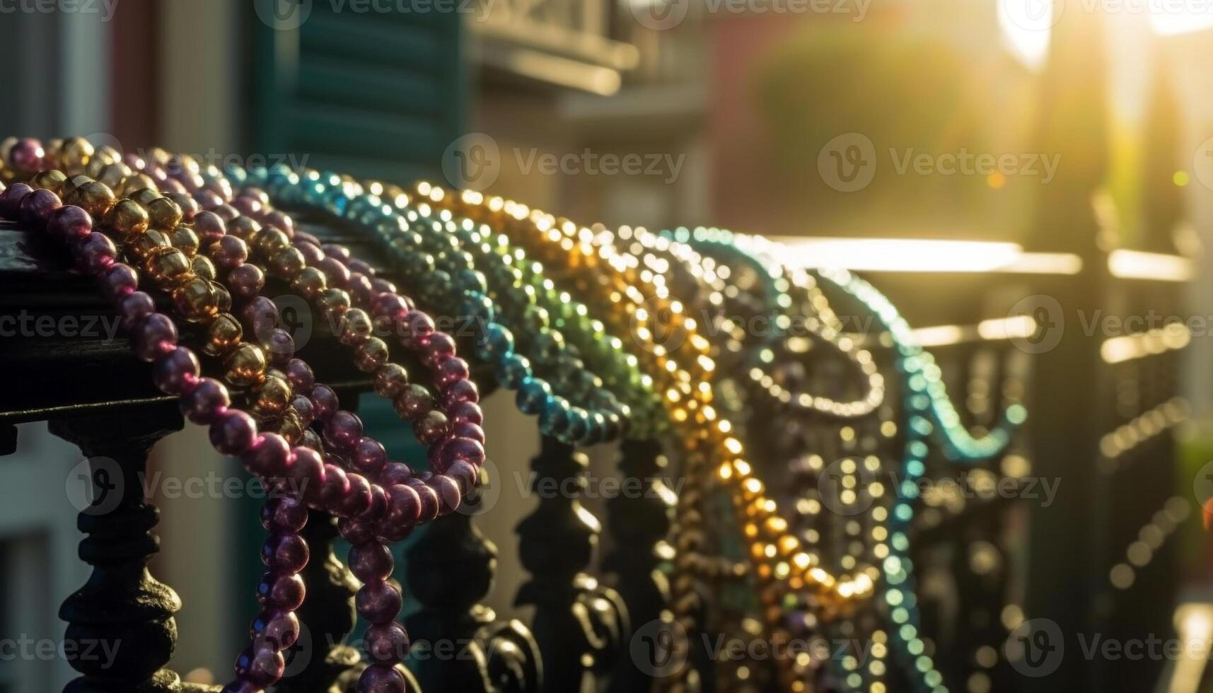 Multi colored bead necklace adds elegance to decor generated by AI photo