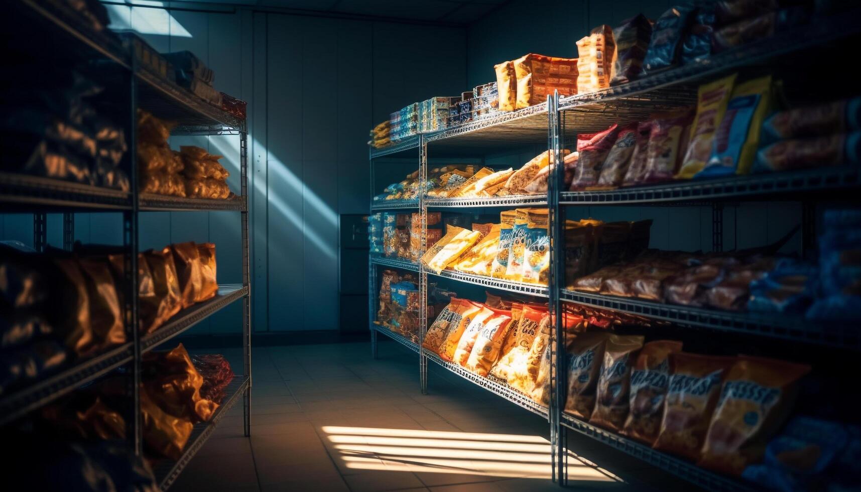 Abundance of fresh groceries in modern supermarket generated by AI photo