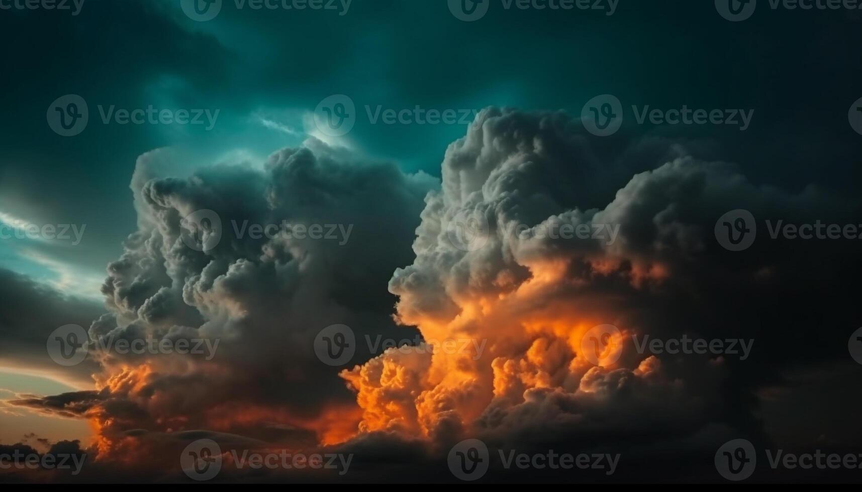 Dramatic sky over idyllic landscape, beauty in nature generated by AI photo