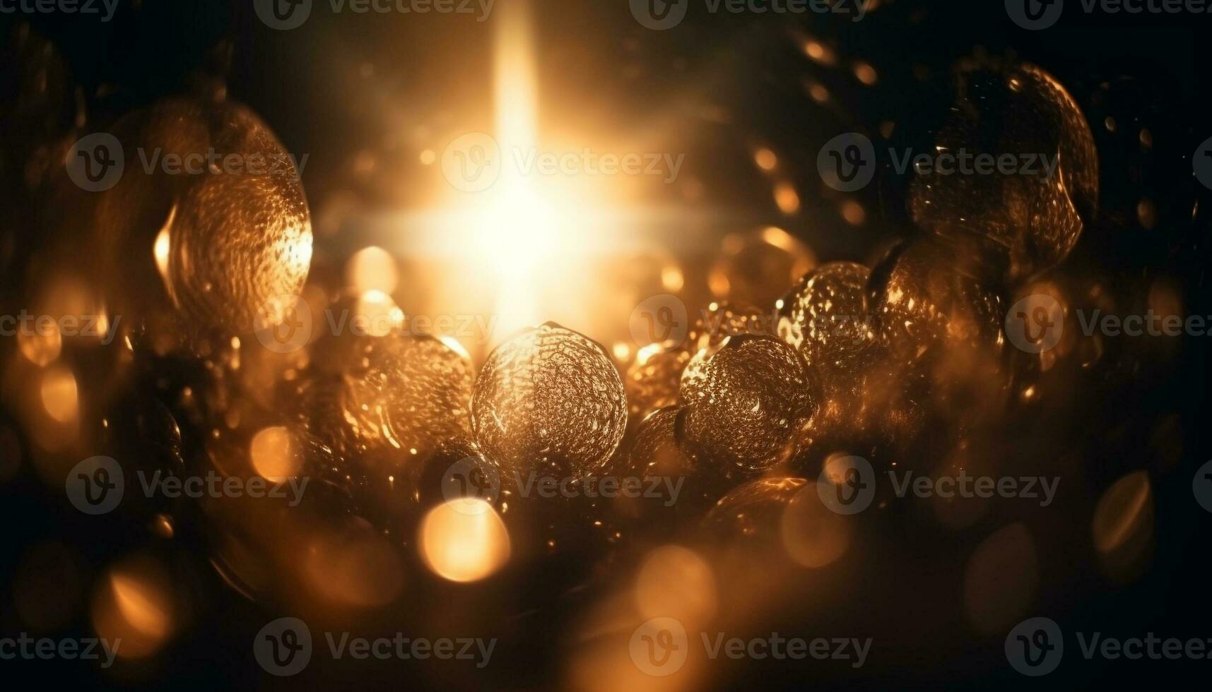 Glowing celebration of Christmas lights in defocused background generated by AI photo