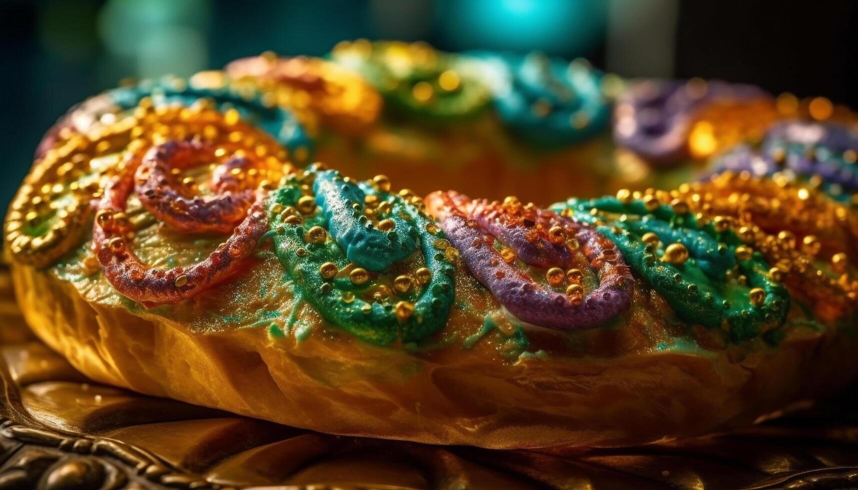 Homemade dessert plate with vibrant multi colored sweets generated by AI photo