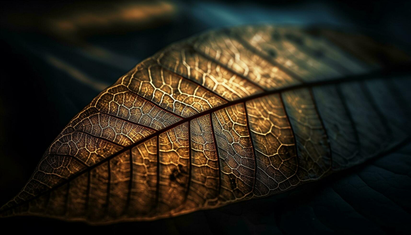 Leaf vein pattern in vibrant green macro generated by AI photo