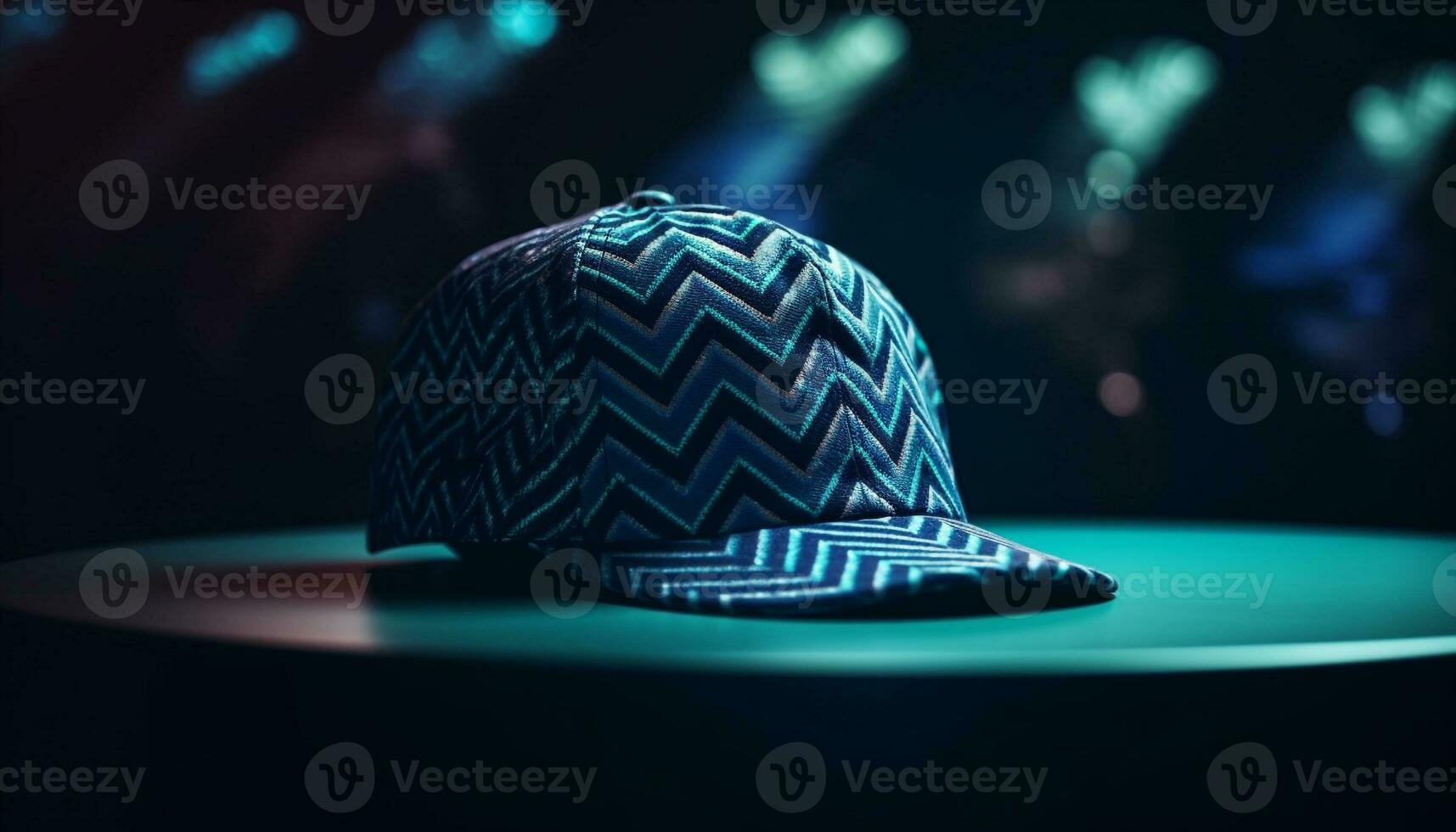 Glowing blue cap steals the night elegance generated by AI photo