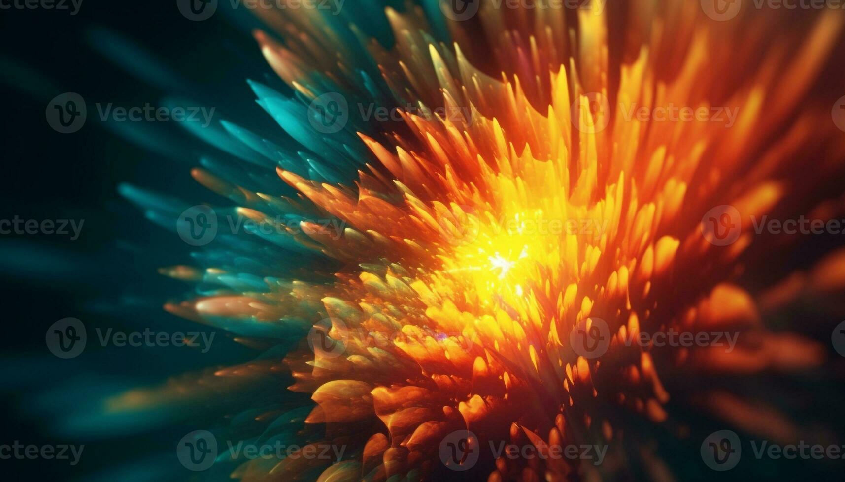 Glowing underwater plant creates vibrant abstract backdrop generated by AI photo