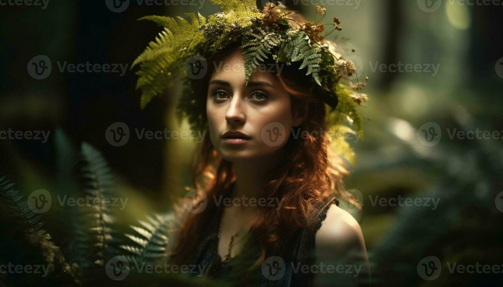 Young woman in nature, beauty and elegance generated by AI photo