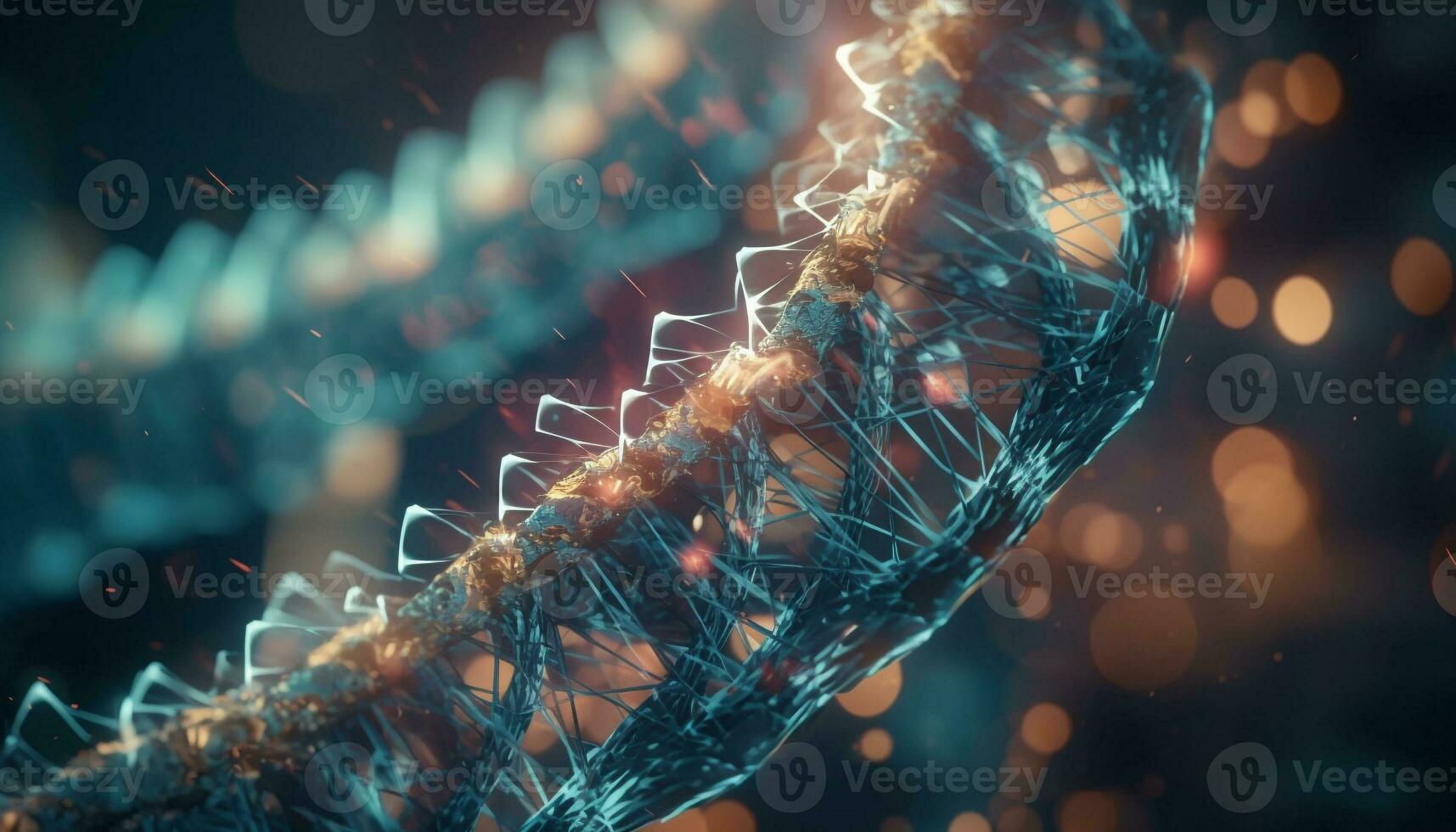 brillante azul espiral modelo ilumina molecular estructura generado por ai foto