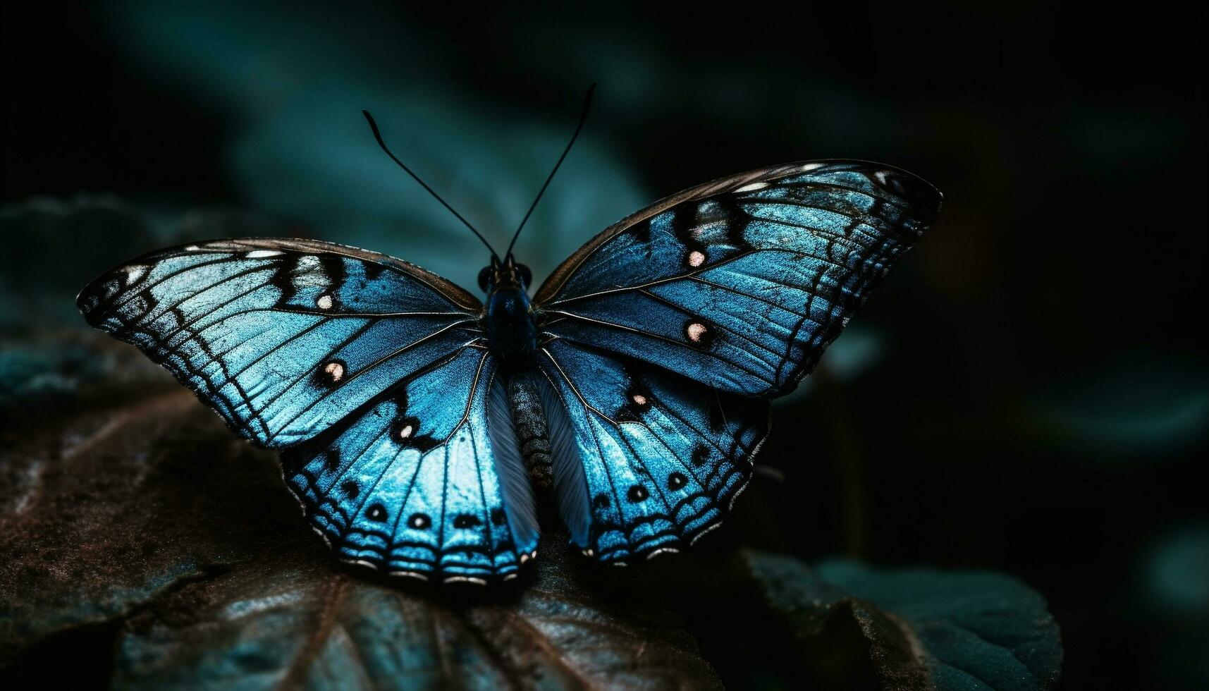 Dazzling butterfly wing flaunts vibrant multi color elegance generated by AI photo