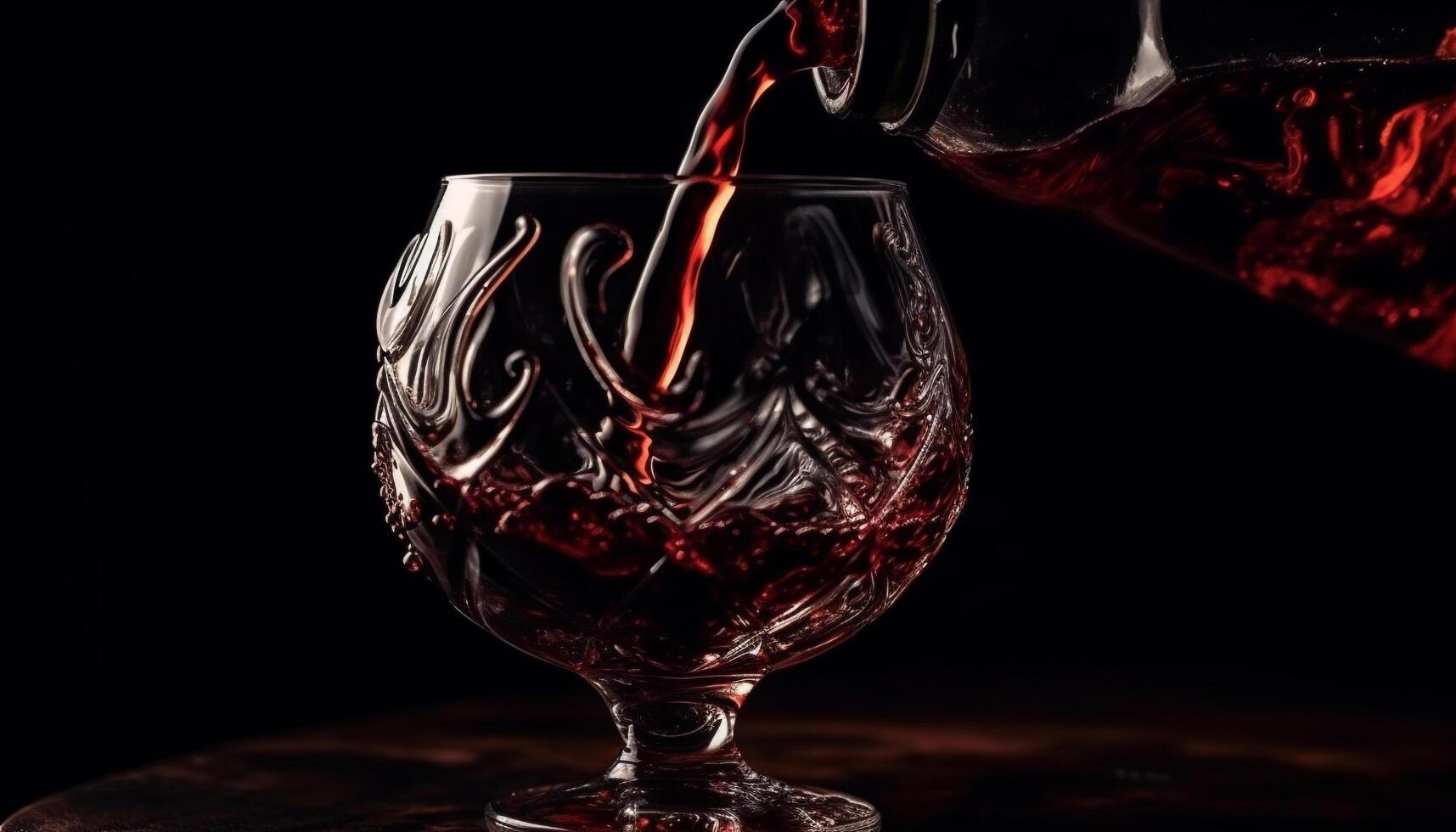 Luxury whiskey pouring, crystal reflection, celebration wave generated by AI photo
