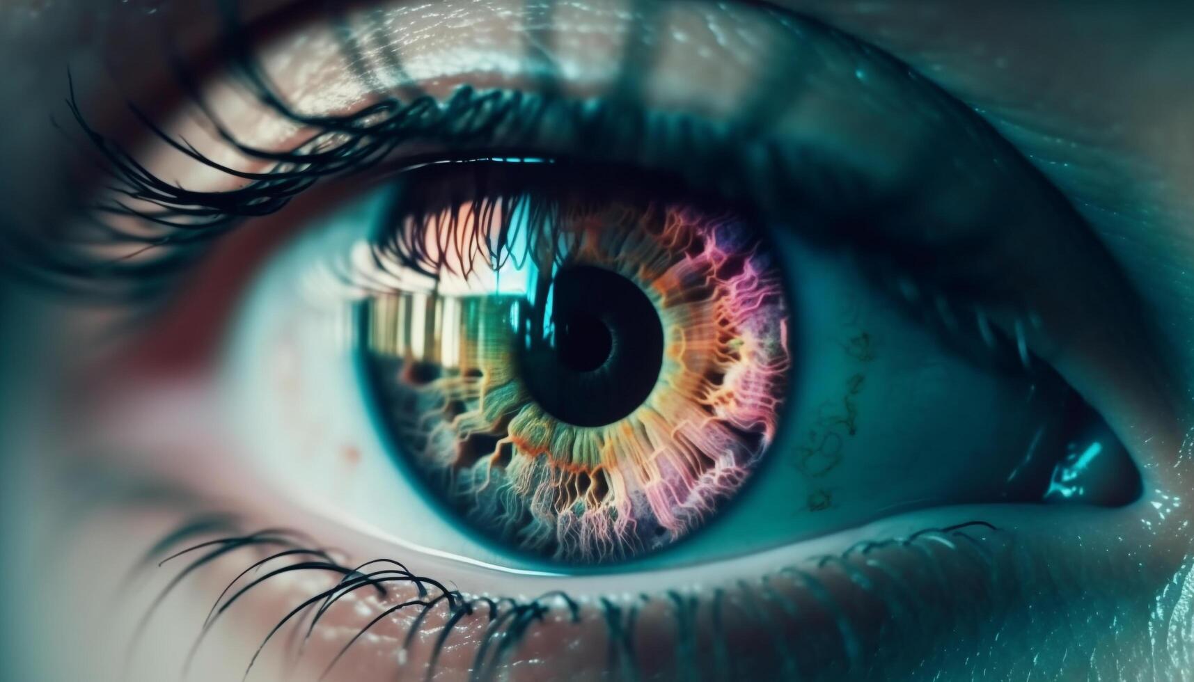 Beauty in one person blue eye captured generated by AI photo