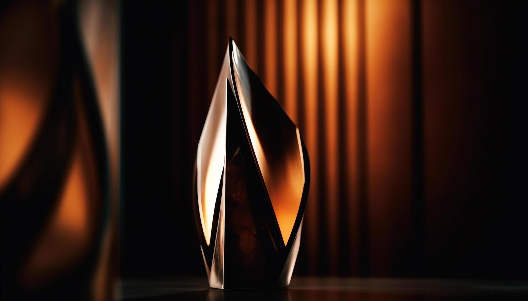 Bright crystal gemstone reflecting gold liquid flames elegantly generated by AI photo