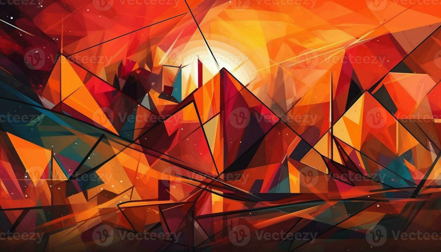 Geometric shapes in vibrant colors create patterns generated by AI photo