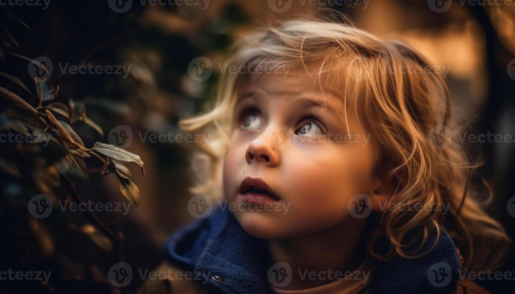 Cute toddler playing in nature, full of joy generated by AI photo