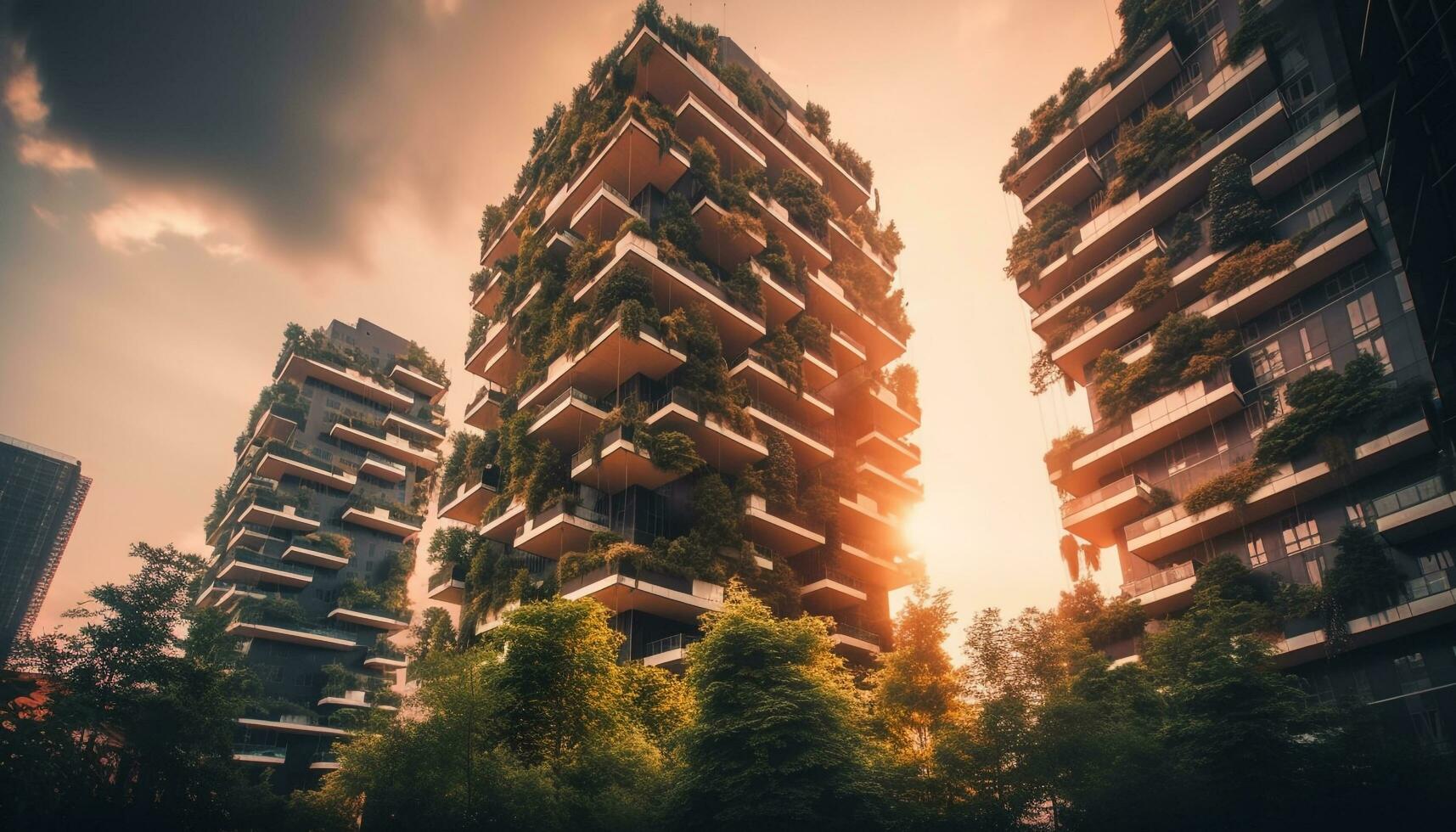 ciudad horizonte iluminado en contra azul crepúsculo cielo generado por ai foto