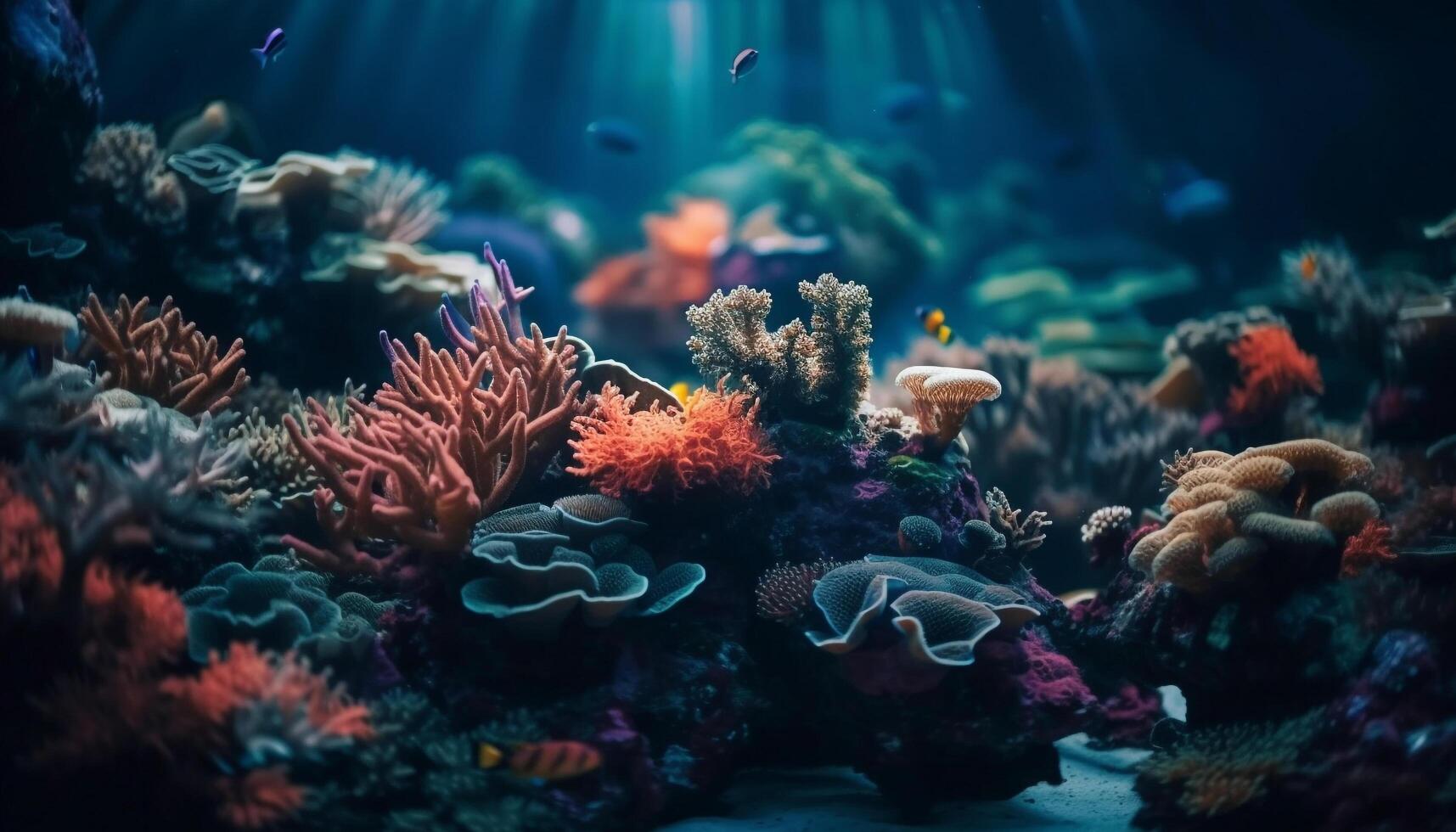 Multi colored undersea beauty in natural coral reef generated by AI photo