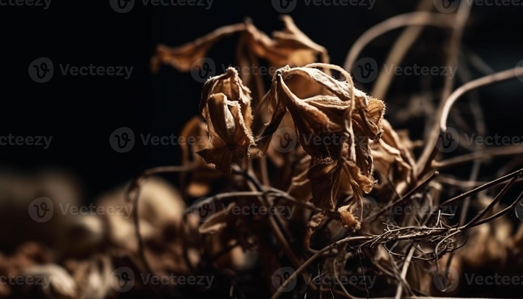 Fresh organic plant growth in autumn forest generated by AI photo