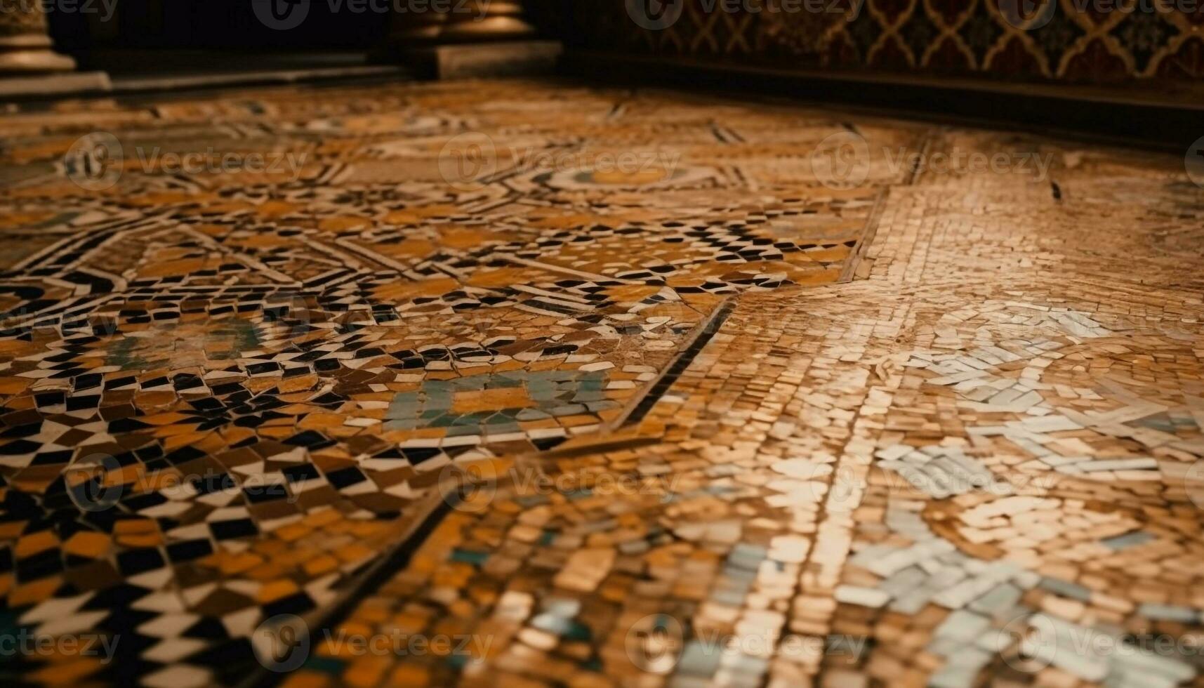 Ancient tile pattern of religion intricate ornamentation generated by AI photo