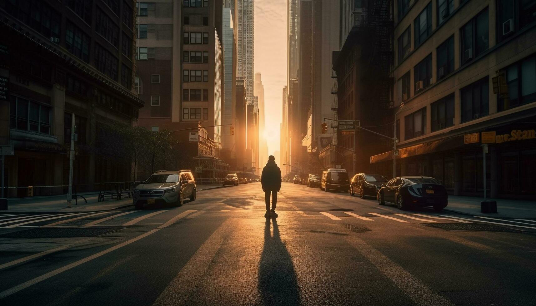 ciudad horizonte se apresura por como personas conmutar generado por ai foto