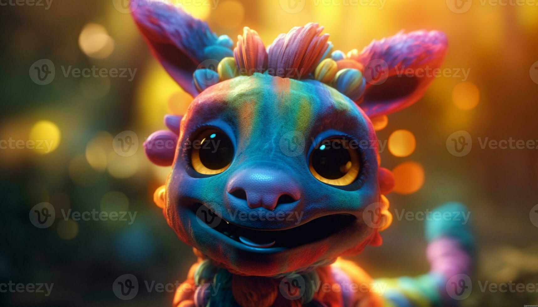 Smiling animal toy brings colorful summer joy generated by AI photo