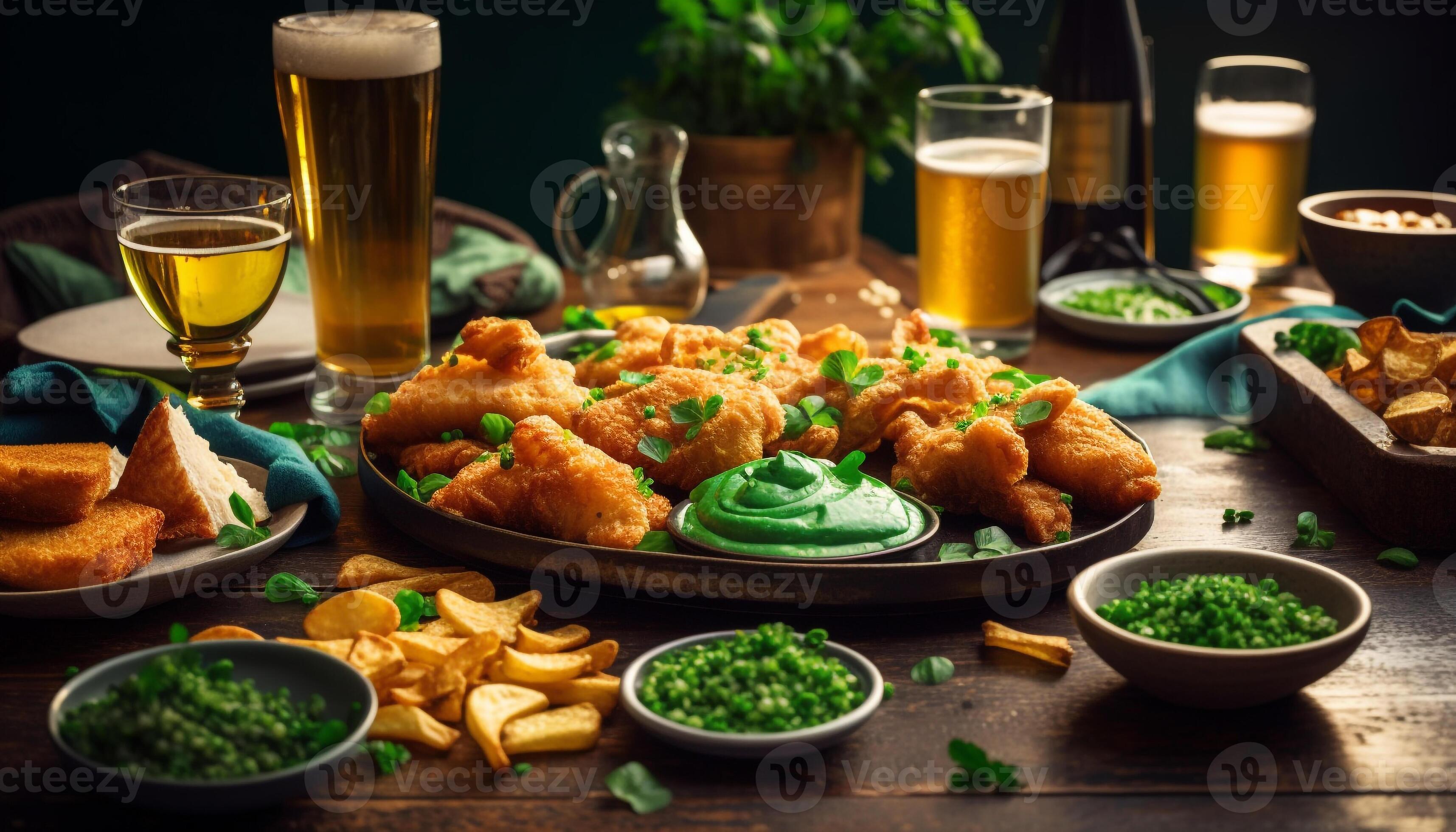 Grilled meat, fried appetizers, beer at pub generated by AI 25118272 Stock Photo at Vecteezy