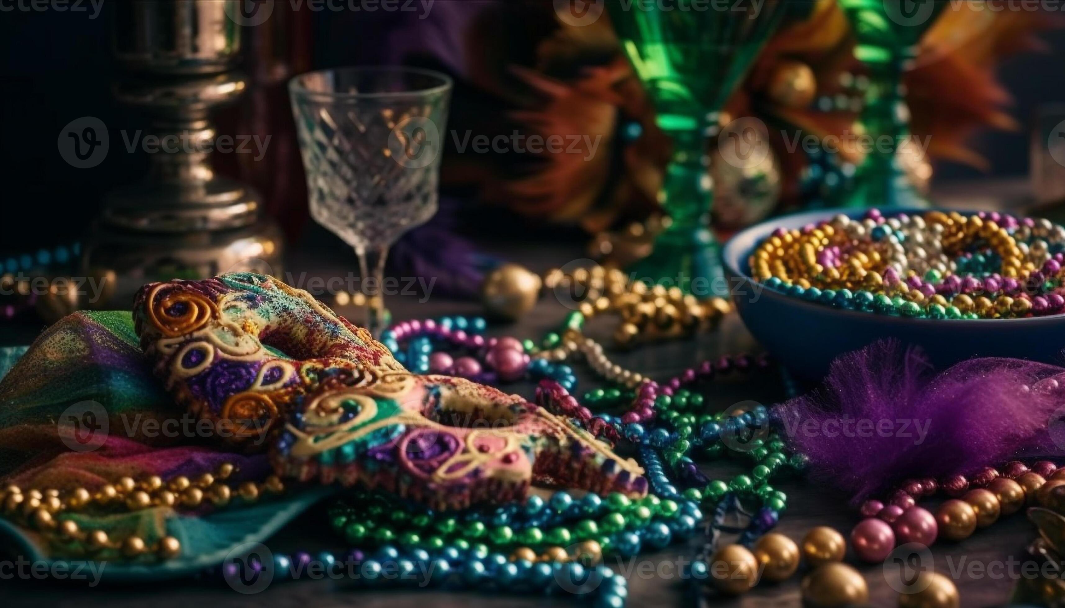 Multi colored rosary beads symbolize religious spirituality generated
