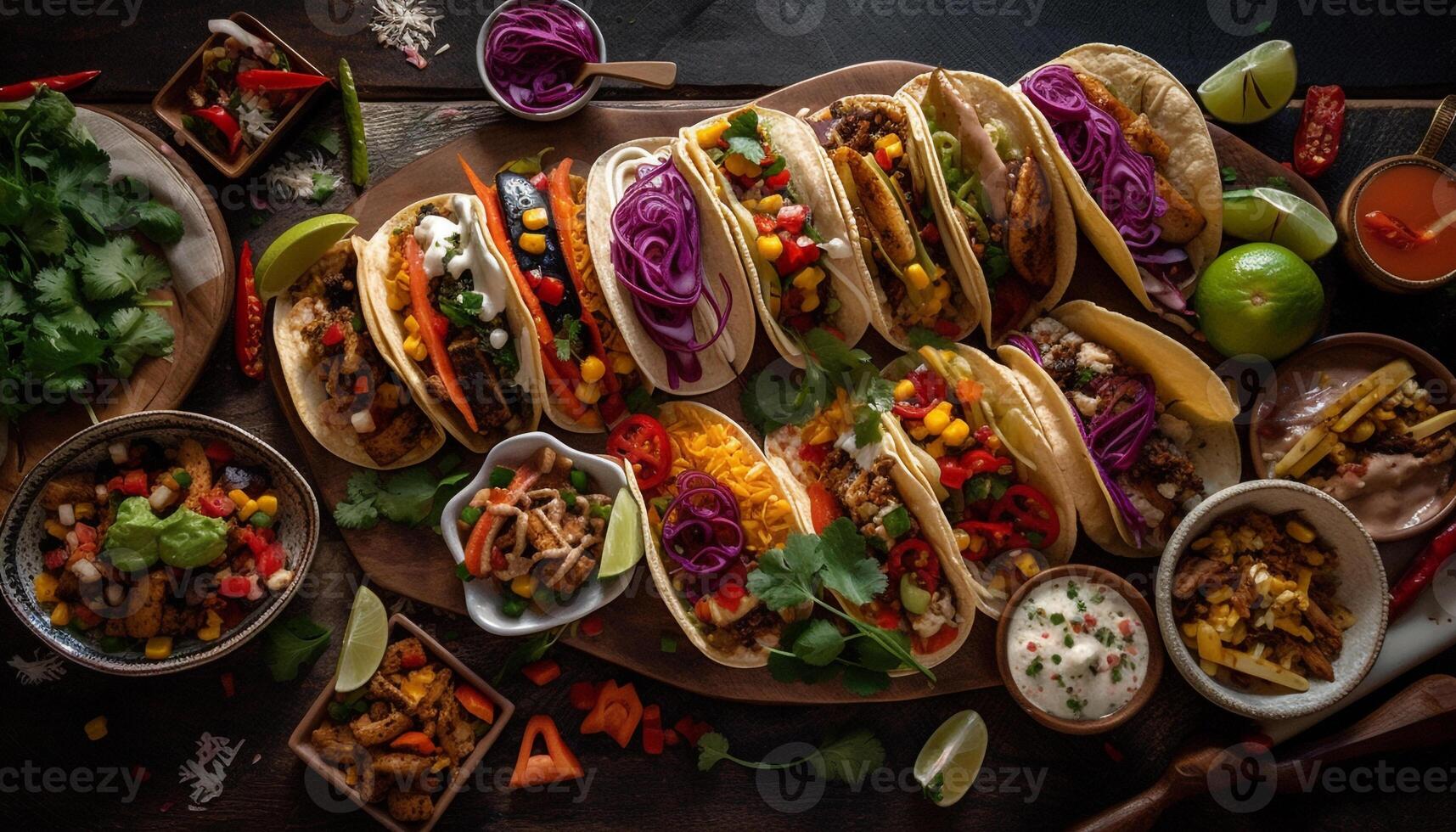 Grilled beef taco with fresh guacamole and cilantro generated by AI photo