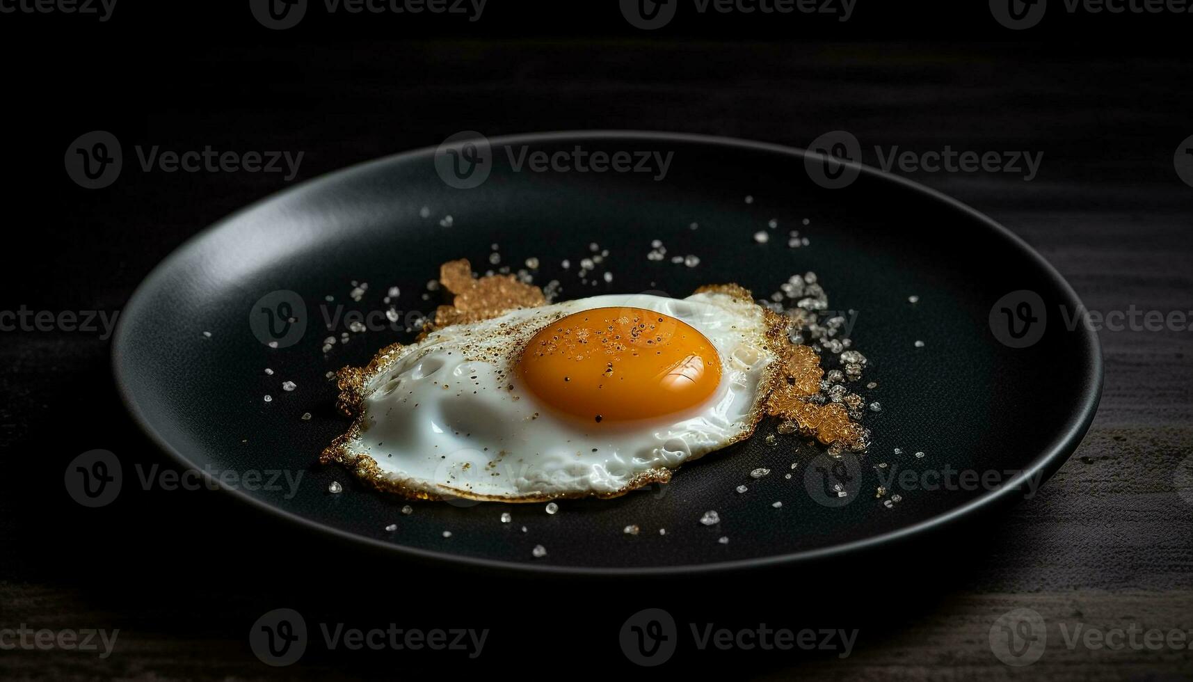 Fried egg on rustic plate   gourmet lunch generated by AI photo