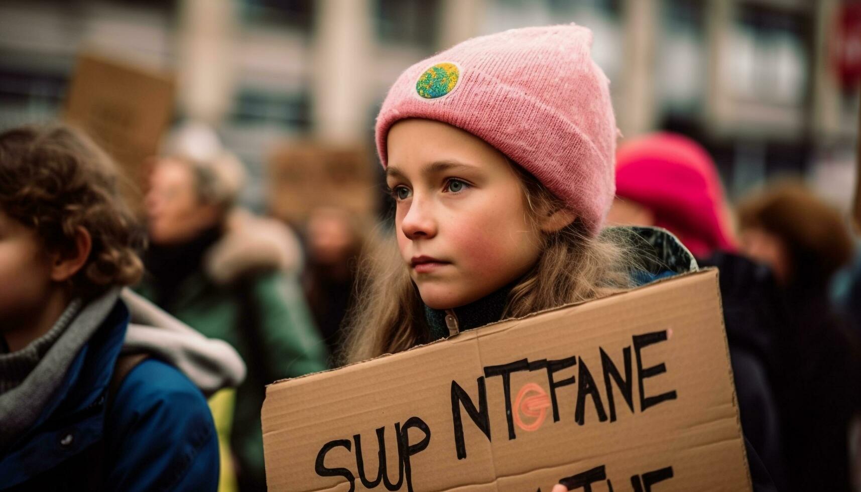 Cheerful children in warm knits celebrate winter generated by AI photo