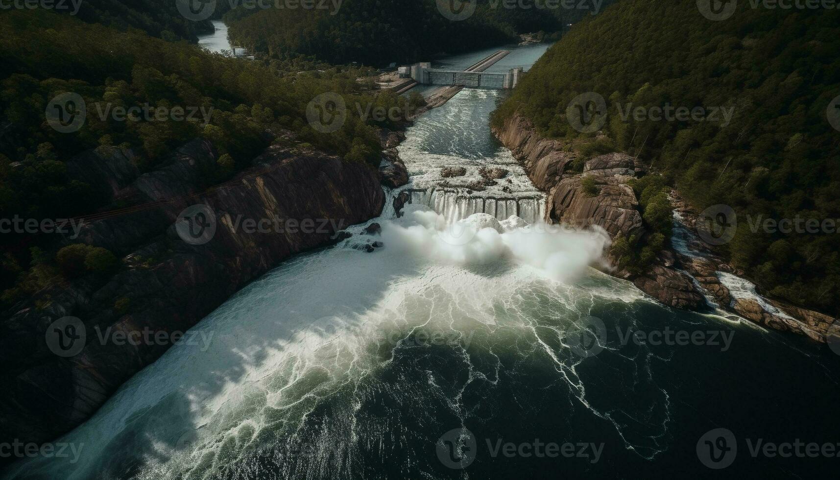 Majestic scenery Hydroelectric power fuels nature beauty generated by AI photo