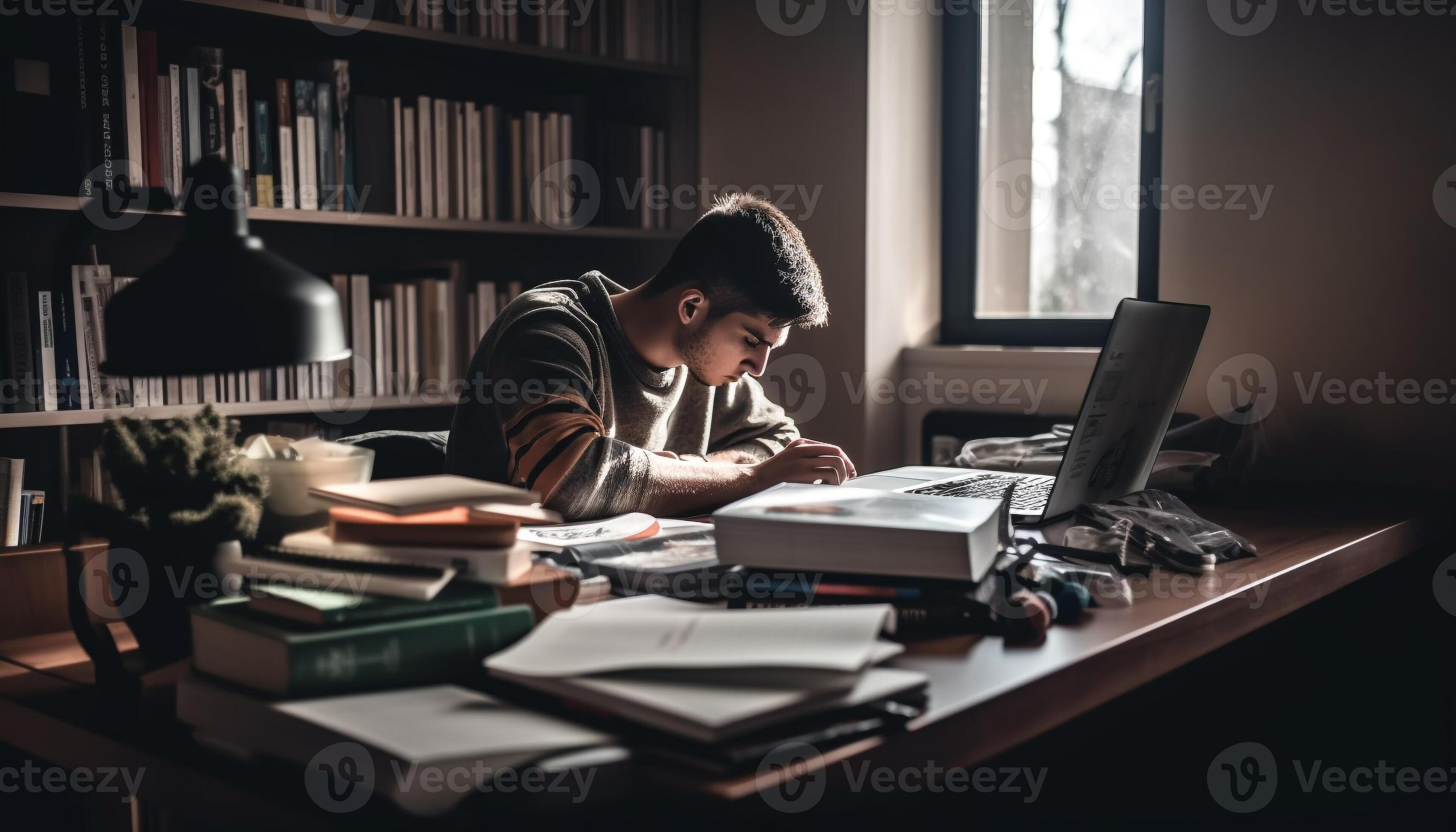 Young Men Studying And Learning In Library Generated By AI 25119328 young-men-studying-and-learning-in-library-generated-by-ai-25119328
