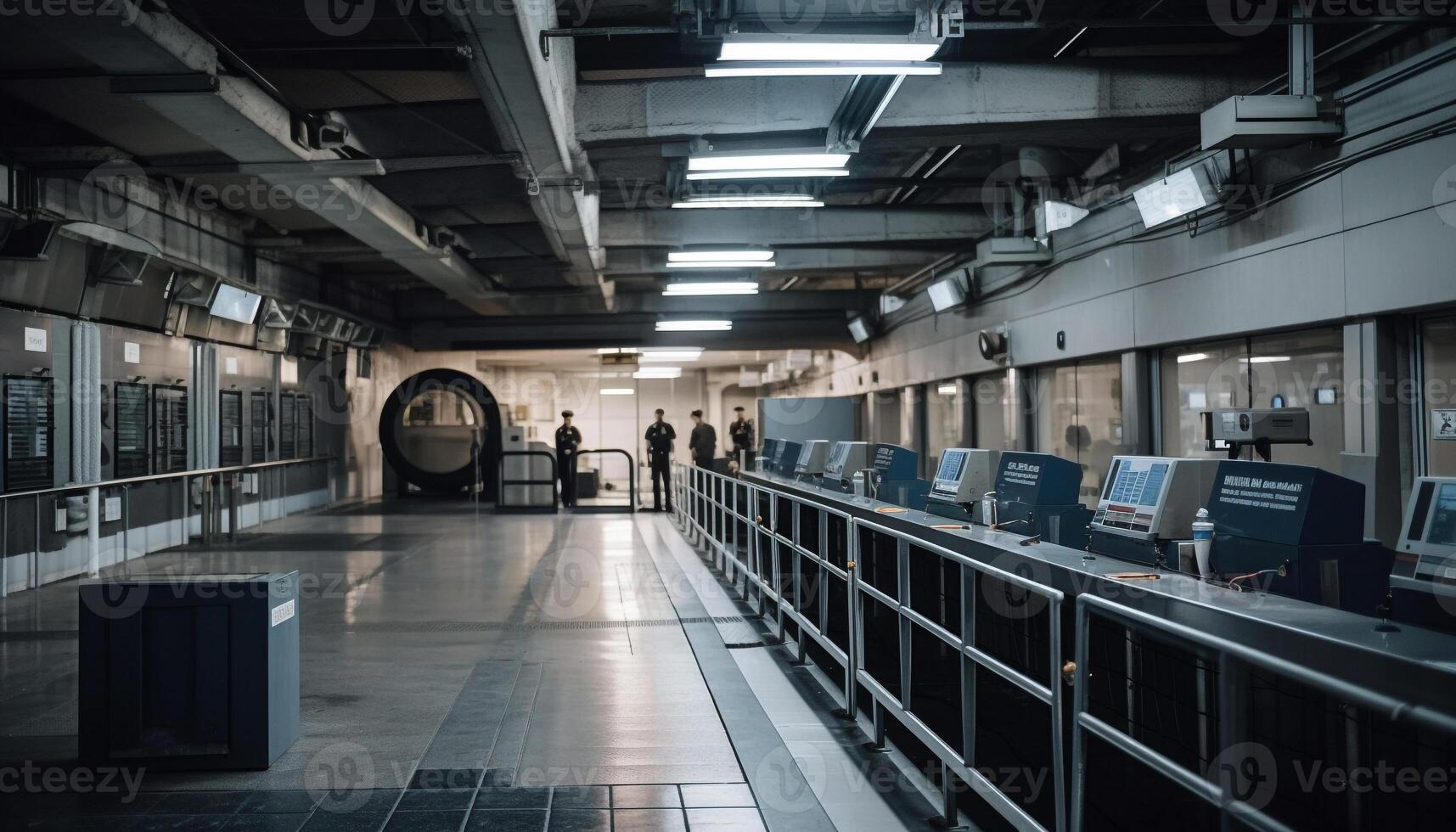 futurista oficina Encendiendo equipo refleja movimiento dentro moderno arquitectura generado por ai foto