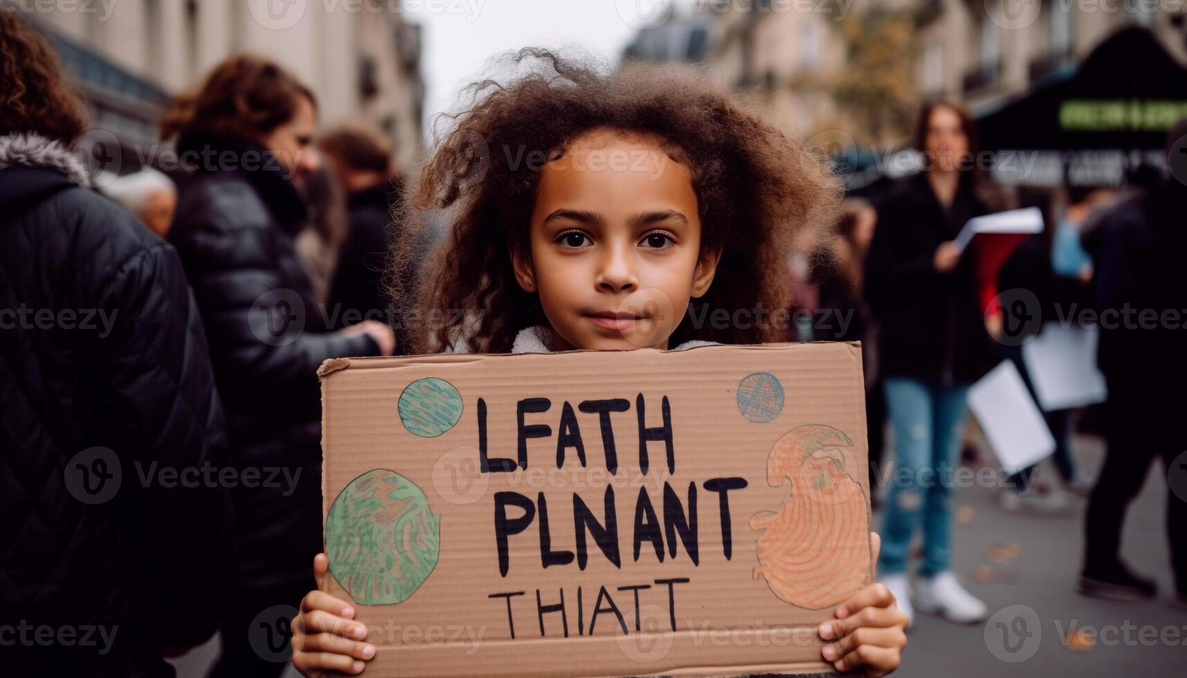 Smiling children hold sign promoting education outdoors generated by AI photo