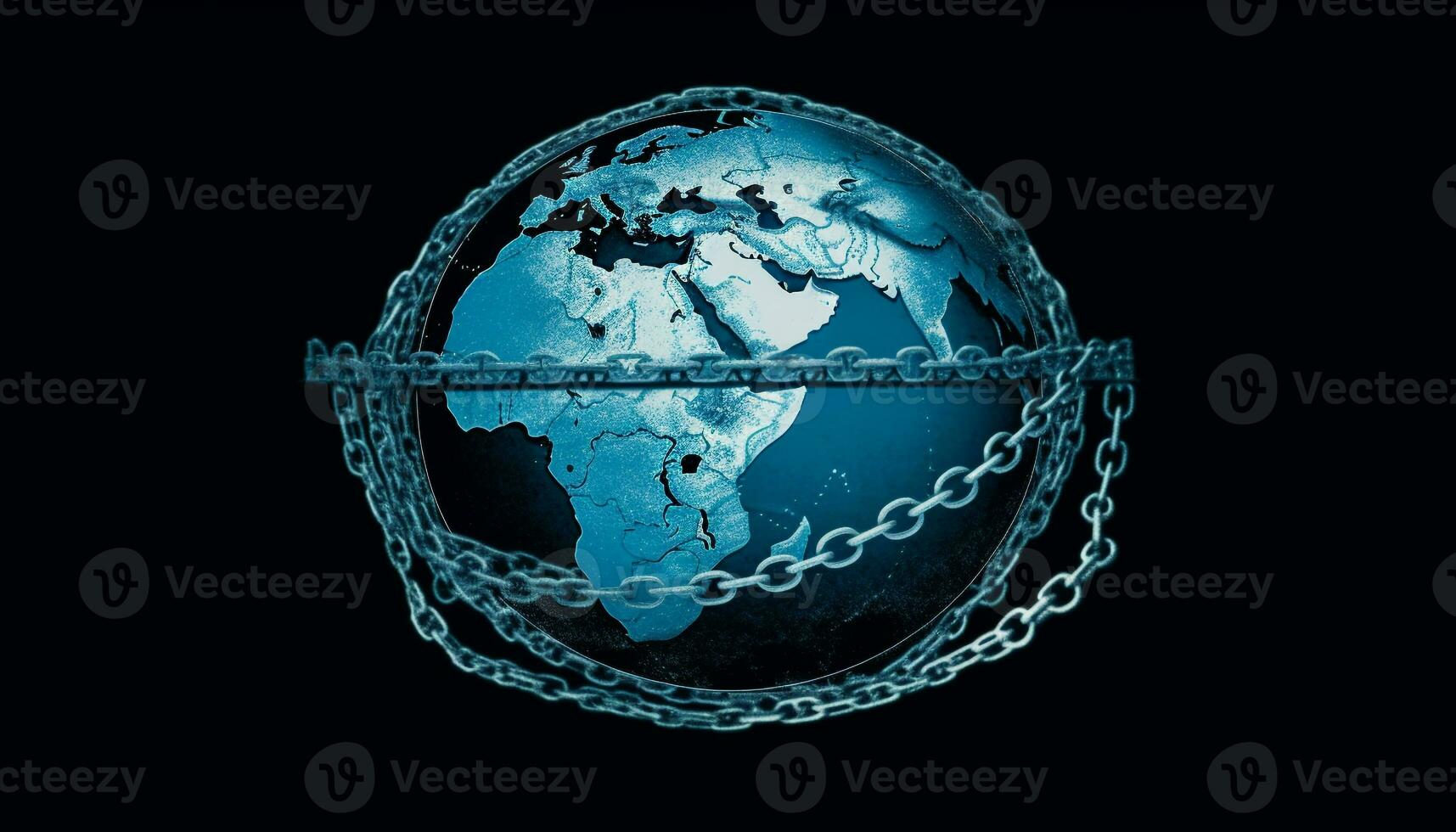 Steel chain links global business for security generated by AI photo